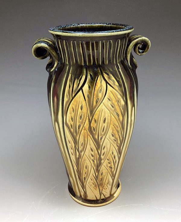 Black and Tan Leaf Vase by Ira Burhans