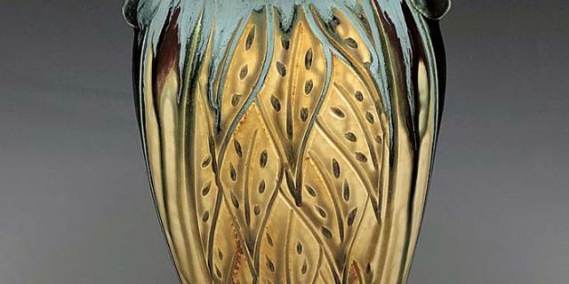 Vase, Small Carved with Watercolor Accent