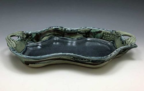 Stoneware Wave Tray #3, Teal