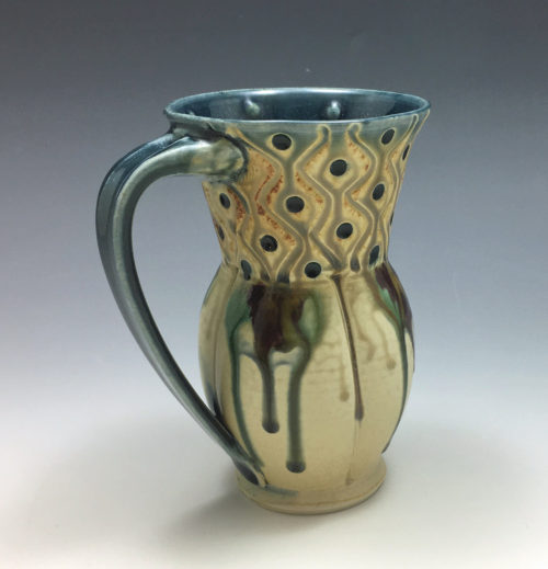 Mug, Porcelain, hand carved dot pattern