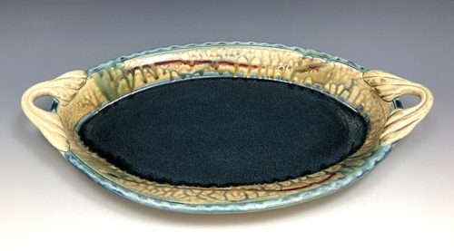 Oval dish, stoneware by Ira Burhans