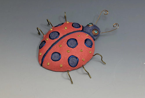 handmade paper lady bug by Barbara Melby Burhans