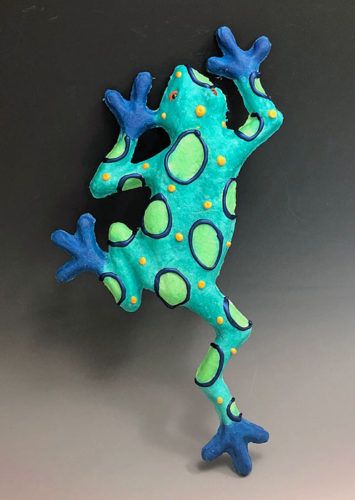 handmade paper frog by Barbara Melby-Burhans